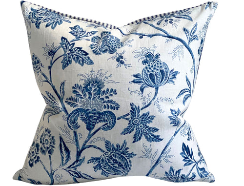 Chinoiserie Floral in Blue by Mark Sykes for Schumacher, 20x20 inches, ready to ship