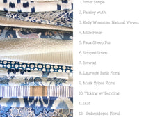 Load image into Gallery viewer, Paisley with deep blues and gray, 14x26 inch super soft lumbar pillow with fringe, ready to ship