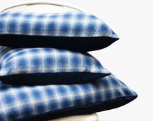 Load image into Gallery viewer, BLUE PLAID PILLOW COVER 16X16