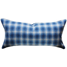 Load image into Gallery viewer, BLUE PLAID LUMBAR PILLOW COVER