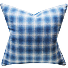 Load image into Gallery viewer, BLUE PLAID PILLOW COVER 16X16