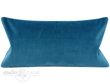 Load image into Gallery viewer, CYAN VELVET LUMBAR PILLOW COVER