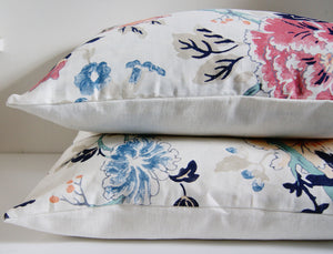 FLORAL LINEN PILLOW COVER, 22x22 inches, MADE TO ORDER