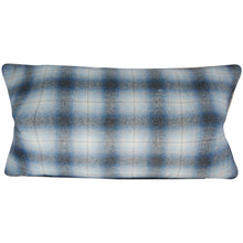 Load image into Gallery viewer, BLUE PLAID WOOL PILLOW COVER