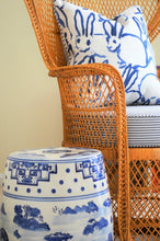 Load image into Gallery viewer, Bunny Hutch,Navy, Pillow Cover, Hunt Slonem, Lee Jofa, 18x18 inch , ready to ship