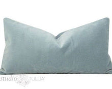 Load image into Gallery viewer, Quick Ship, Sky Blue Velvet, 22x22 inches, Pillow Cover, Custom Sizes, velvet pillow cover, Studio Tullia