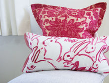 Load image into Gallery viewer, Bunny Hutch in Pink, Hunt Slonem, Lumbar pillow cover, 11X17 inches, Lee Jofa, Studio Tullia, ready tp ship