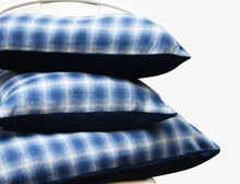 Load image into Gallery viewer, BLUE PLAID PILLOW COVER