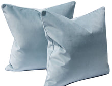 Load image into Gallery viewer, Quick Ship, Dove Blue Velvet Pillow Cover,20x20 inches, light blue,  velvet pillow cover, Studio Tullia, ready to ship