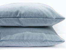 Load image into Gallery viewer, Quick Ship, Dove Blue Velvet Pillow Cover,20x20 inches, light blue,  velvet pillow cover, Studio Tullia, ready to ship