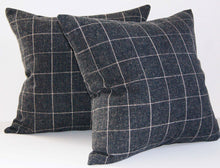 Load image into Gallery viewer, Rockport Charcoal, Gray and White Pillow Cover, 20x20 inches, grid, check,  ready to ship