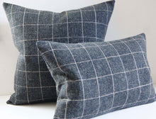 Load image into Gallery viewer, Rockport Charcoal, Gray and White Pillow Cover, 20x20 inches, grid, check,  ready to ship