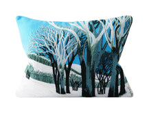 Load image into Gallery viewer, Japanese embroidered Pillow Cover, hand sewn, folk art, embroidered arts, decorative pillow cover, lumbar, landscape, ready to ship