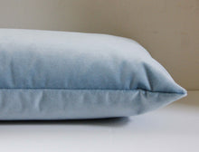 Load image into Gallery viewer, Dove Blue Velvet Pillow Cover,  light blue,  velvet pillow cover, custom sizes available, made to order