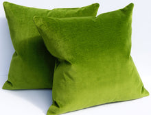 Load image into Gallery viewer, Leaf Green Velvet Pillow cover, cotton velvet, Decorative Pillow Cover, Studio Tullia, quick ship