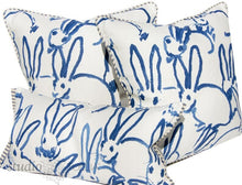 Load image into Gallery viewer, Hunt Slonem Bunny Hutch Blue, Pillow Cover Lumbar, decorative pillow cover, 12x27 inches, made to order