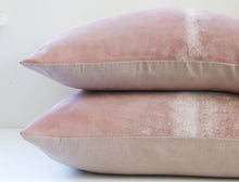 Load image into Gallery viewer, Light Pink Suede Pillow Cover, Linen Back, 20x20 inches, Rose quartz, Studio Tullia, ready to ship.