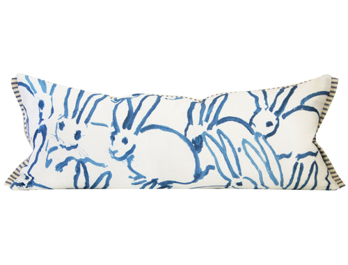 Hunt Slonem Bunny Hutch Blue, Pillow Cover Lumbar, decorative pillow cover, 12x27 inches, made to order