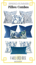 Load image into Gallery viewer, Hunt Slonem Bunny Hutch Blue, Pillow Cover Lumbar, decorative pillow cover, 12x27 inches, made to order