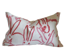 Load image into Gallery viewer, Bunny Hutch in Pink, Hunt Slonem, Lumbar pillow cover, 11X17 inches, Lee Jofa, Studio Tullia, ready tp ship