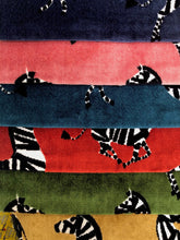 Load image into Gallery viewer, Green Velvet Fabric with Zebras, Modern Animal Velvet Fabric,  Animal Velvet Pillow Cover, custom sizes, made to order