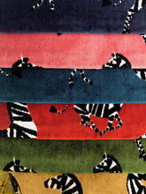 Load image into Gallery viewer, Green Velvet Fabric with Zebras, Modern Animal Velvet Fabric,  Animal Velvet Pillow Covers, custom sizes, made to order
