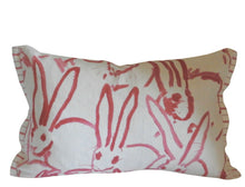 Load image into Gallery viewer, Bunny Hutch in Pink, Hunt Slonem, Lumbar pillow cover, 11X17 inches, Lee Jofa, Studio Tullia, ready tp ship
