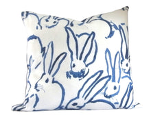 Load image into Gallery viewer, Bunny Hutch,Navy, Pillow Cover, Hunt Slonem, Lee Jofa, 18x18 inch , ready to ship