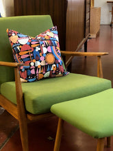 Load image into Gallery viewer, Lisa Congdon pillow cover, 19x19 inches, grid shapes black, mid century modern, decorative pillow cover, ready to ship