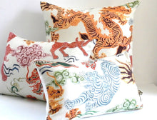 Load image into Gallery viewer, Dragon Pillow Cover, 13x19 inches, animal print, tiger print, Josef Frank, ready to ship