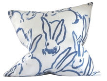 Load image into Gallery viewer, Bunny Hutch,Navy, Pillow Cover, Hunt Slonem, Lee Jofa, 18x18 inch , ready to ship