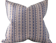Load image into Gallery viewer, Striped Woven Pillow Cover, navy blue and bronze, metallic, Decorative Pillow, 19x19 inches, ready to ship