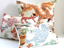 Load image into Gallery viewer, Dragon Pillow Cover, 11x17 inches, animal print, tiger print, Josef Frank, ready to ship