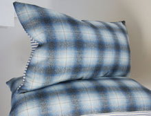 Load image into Gallery viewer, BLUE PLAID WOOL PILLOW COVER