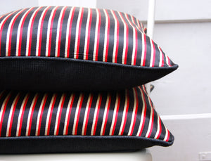 STRIPED SILK, ASIAN TEXTILE,   PILLOW COVER, 17x17 inches
