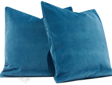 Load image into Gallery viewer, CYAN VELVET PILLOW COVER
