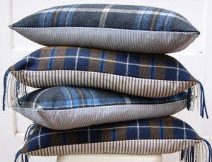 PLAID WOOL PILLOW COVER, 16x26 inches, ready to ship