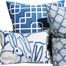 Load image into Gallery viewer, BUNNY HUTCH BLUE,  HUNT SLONEM, ACCENT PILLOW COVER