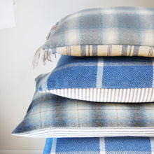 Load image into Gallery viewer, BLUE PLAID WOOL PILLOW COVER