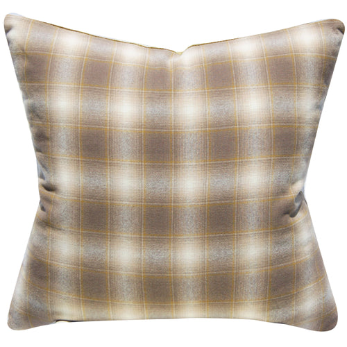 BROWN PLAID WOOL PILLOW COVER