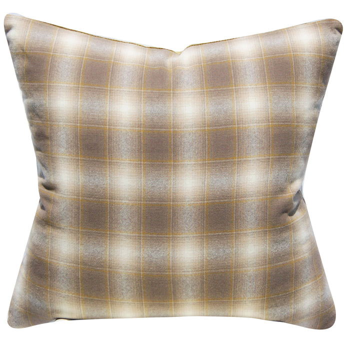 BROWN PLAID WOOL PILLOW COVER