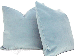 Quick Ship, Sky Blue Velvet, 22x22 inches, Pillow Cover, Custom Sizes, velvet pillow cover, Studio Tullia