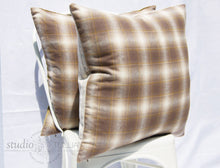Load image into Gallery viewer, BROWN PLAID WOOL PILLOW COVER