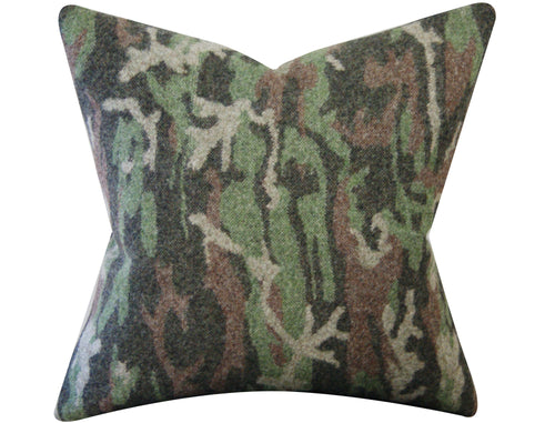 Camo Wool Pillow Cover - made in Oregon - rustic - cabin - decorative pillow cover - 20x20 inches