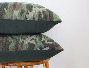 Camo Wool Pillow Cover - made in Oregon - rustic - cabin - decorative pillow cover - 20x20 inches