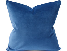 Load image into Gallery viewer, Quick Ship, Indigo Blue Velvet Pillow Cover, 20x20 inches,  Studio Tullia,  velvet pillow cover, ready to ship