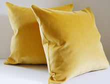 Load image into Gallery viewer, Yellow Velvet Pillow Cover, Pick your size, designer quality, saffron yellow, heavy weight velvet, made to order