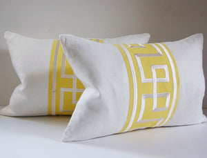 Schumacher Pillow Cover, Octavious trim, yellow and white, 14x20 inches, lumbar, studio tullia,  ready to ship