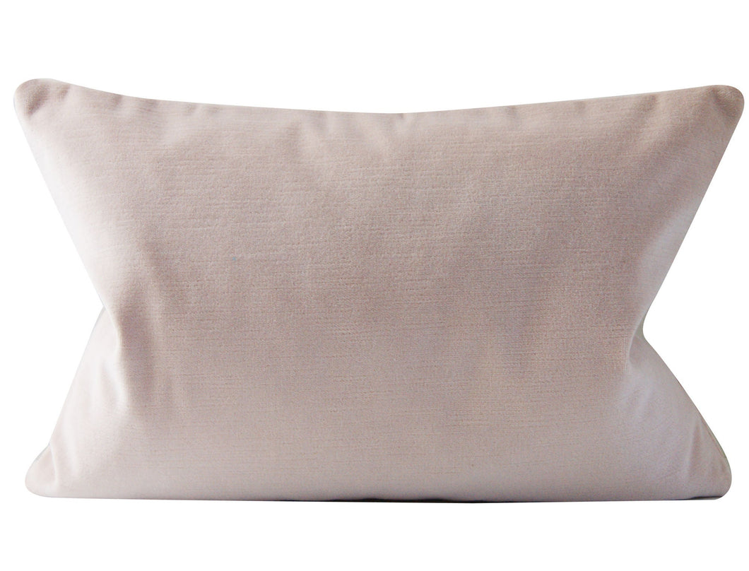 Rosewater Velvet Lumbar, pillow cover, pale pink, cotton velvet, designer velvet, 13x19 inches, Pillow Cover,ready to ship