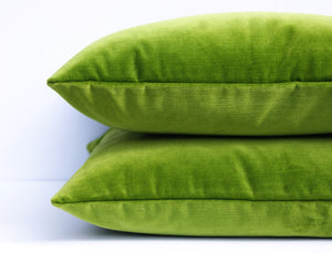 Leaf Green Velvet Pillow cover, cotton velvet, Decorative Pillow Cover, Studio Tullia, quick ship